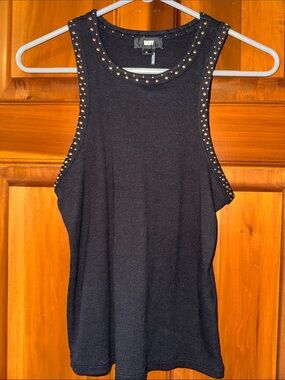 DKNY Black Stud-Trim Sleeveless Tank